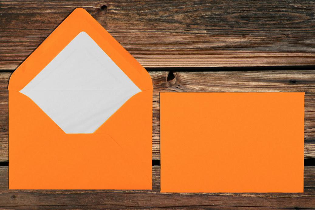 Briefhüllen mit Seidenfutter B6 125x176 mm Nassklebend Orange gerippt 100 g/qm